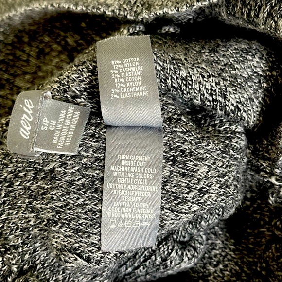 Aerie Gray Textured Sweater Fold Top Leggings Tights Size S - Picture 4 of 5